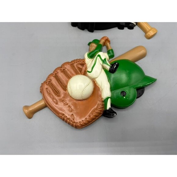 Vtg Burwood Sports Baseball Football Wall Decor Bats Glove Boy Bedroom‎ Decor - Picture 2 of 5